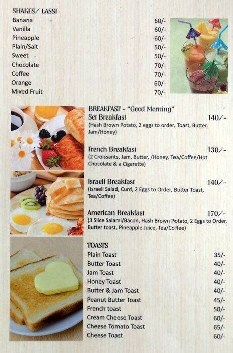 Menu at Namaste Restaurant and German bakery, Mahabalipuram