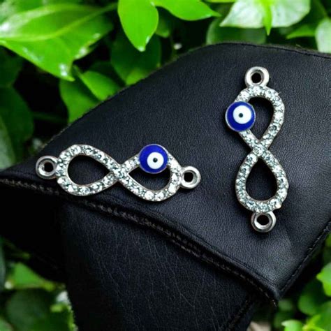 Silver Stone Infinity Charm with Evil Eye – Eva Fashion and Craft