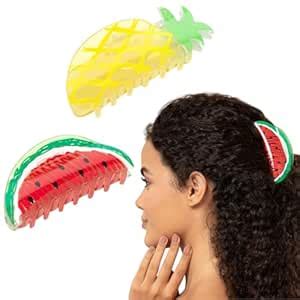 Radhu & Kabby Fruit Claw Clips Set | Pineapple and Watermelon Hair ...