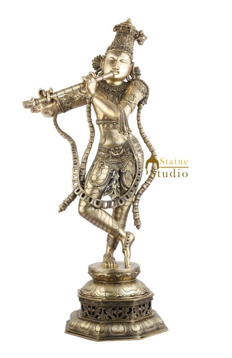 Large Size Brass Masterpiece Hindu Deity Lord Murali Krishna Home Décor ...