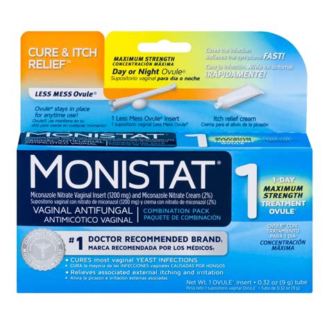 Monistat 1-Day Yeast Infection Treatment, Ovule + External Itch Cream ...