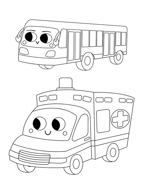 Free Cute Transportation Coloring Pages for Kids