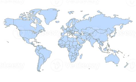 World map template with continents, North and South America, Europe and Asia, Africa and ...
