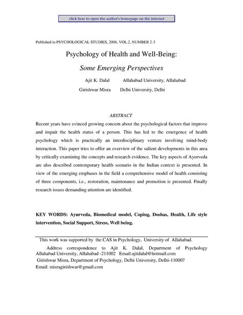 Indian-health Psy - Health Psychology - Published in PSYCHOLOGICAL ...