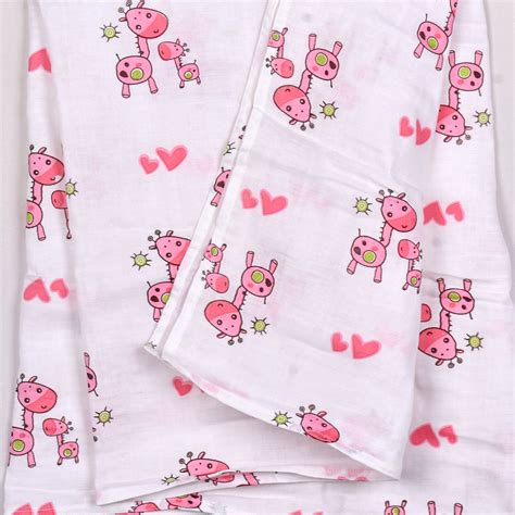 Baby Muslin Swaddle - 100x100 CM - Pack Of 1 Pink Girrafe – Moms Home