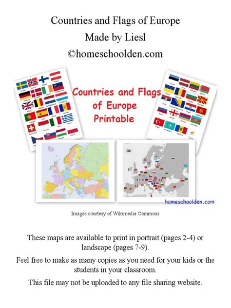 Europe Countries and Flag Maps Free Printable | PDF