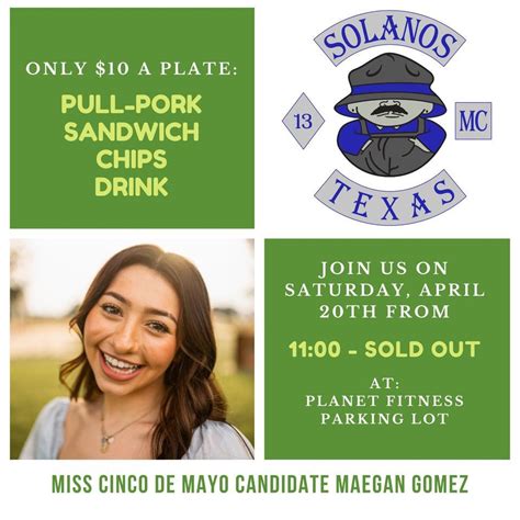 Miss Cinco De Mayo Candidate Maegan Gomez - $10 Plate Sale , Planet ...