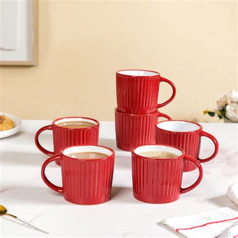 Small Ceramic Cup And Saucer Set Of 6 100ml Online - Premium Coffee Mug ...