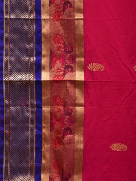 Pink and Blue Paithani Silk Handloom Saree with Pallu and Border Desig ...