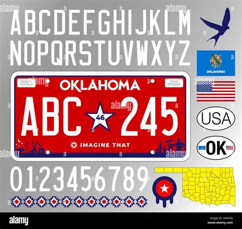 Oklahoma car license plate new style 2024, letters, numbers and symbols, vector illustration ...
