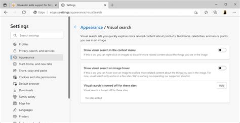 Image result for Disable Visual Search Edge