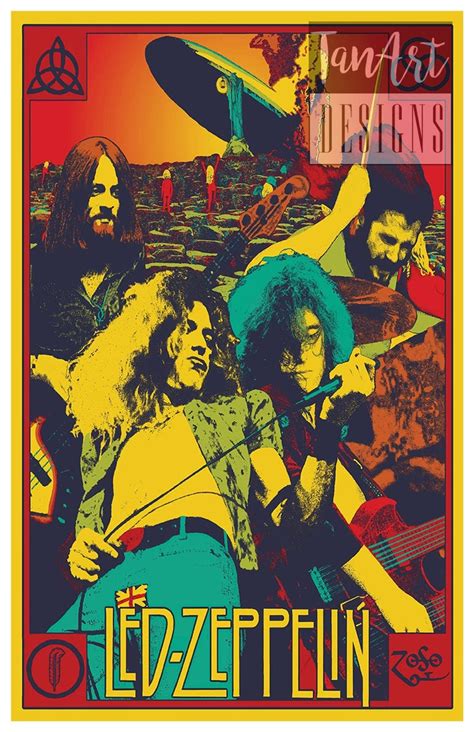 Framed Led Zeppelin Psychedelic Illustration Poster Led Zeppelin ...