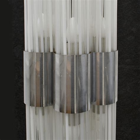 Sculptural Art Floor Lamp in Reed Glass Rods on Chrome Stand In Italy ...