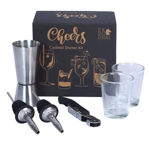 Buy EK DO DHAI 6Pcs Metal and Glass Cocktail Starter Kit from Ek Do ...