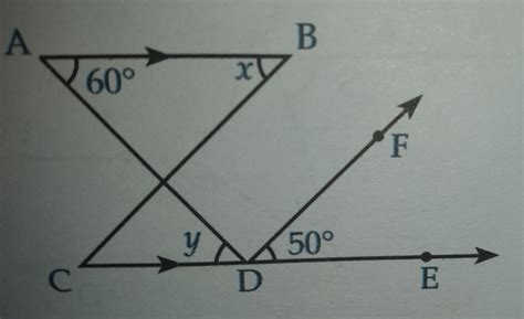 in the given figure, AB||CE and DF||CB. Find the value of x and y ...