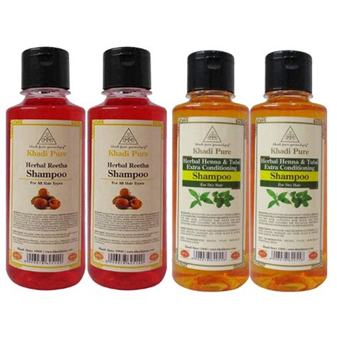Buy Khadi Pure Henna Tulsi & Reetha Shampoo/Hair Cleanser, 210 ml (Pack ...