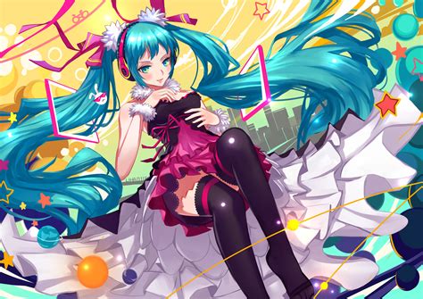 lihaojie vocaloid hatsune miku dress feet headphones thighhighs ...