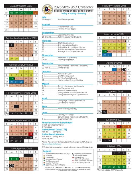 SOCORRO SISD School Calendar 25-26 [PDF] - EduCounty