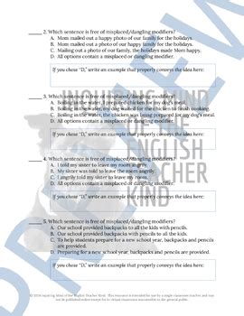 Image result for Identifying Modifiers Worksheet