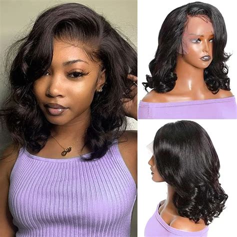 Amazon.com : Bob Wig Human Hair 13x4 HD Transparent Lace Frontal Wigs ...