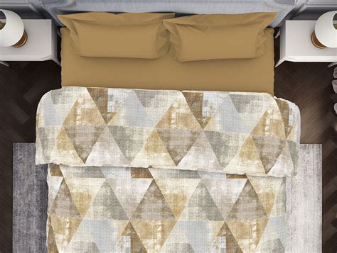 Spaces Atrium Geometric Light Brown 100% Cotton Double Quilt