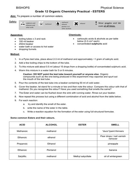 Free Science Lessons Esters 的图像结果
