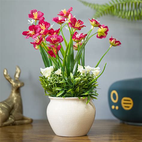 Red Artificial Flower with With Cream Pot - Market99 – MARKET99