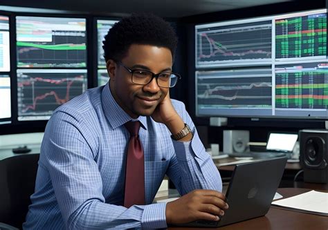 Businessman with stock exchange stock charts in background generative ...