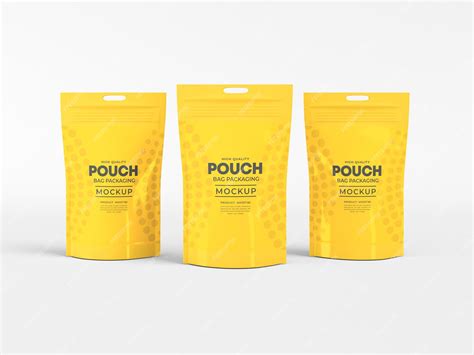 Premium PSD | Stand up glossy pouch bag mockup