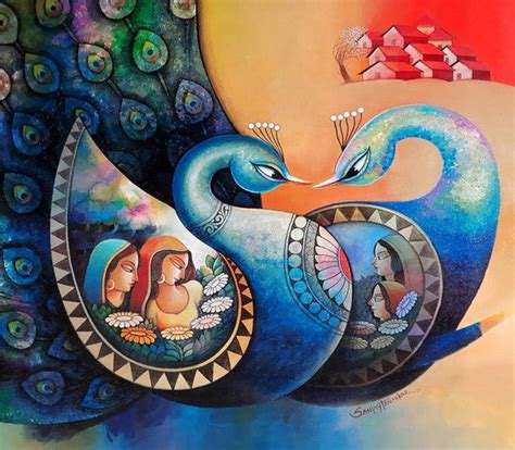 "Affection 24": Blue Violet Acrylic Painting by Sanjay Tandekar ...