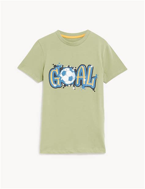 Buy Pure Cotton Football T-Shirt (6-16 Yrs) at Marks & Spencer