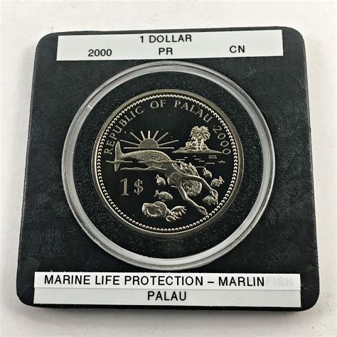 2000 Palau Colorized Proof $1 Coin*Marine Life Protection-Marlin*DCAM ...