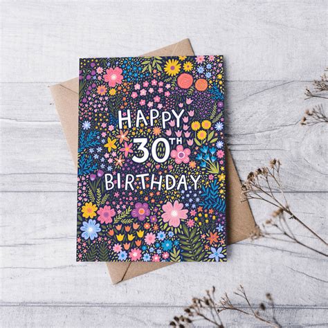 30th Birthday Card For Women, Floral 30th Card, For Her By Pear Tree Press