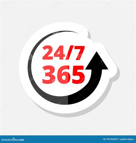 24 on 7 Timing Symbol. Time 365 Simple Sign Stock Vector - Illustration ...