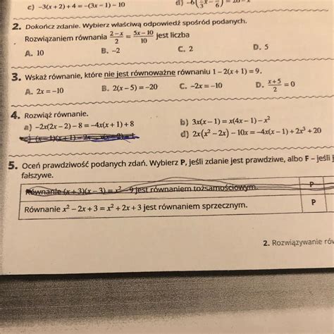 4. Rozwiąż równanie. a)-2x(2x-2)-8=-4x(x (x-1)(x+1)-2x xx 2) + 1) + 8 b ...
