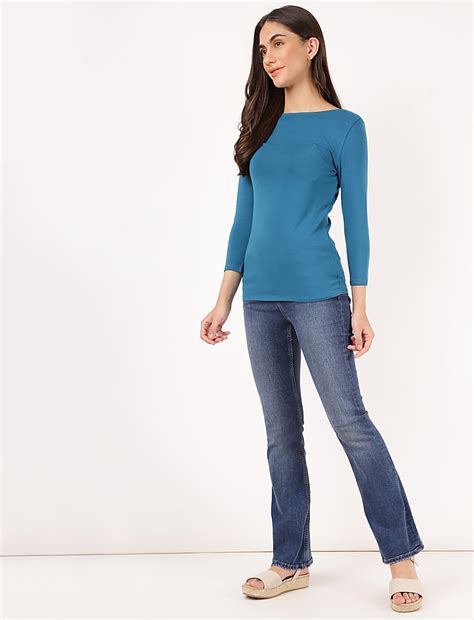 Buy Cotton Mix Plain Slim Flared Jeans at Marks & Spencer