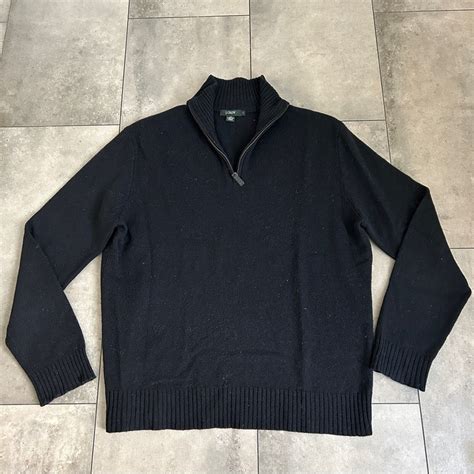 Men's J. Crew black lamb's wool 3/4 zip pullover blac… - Gem