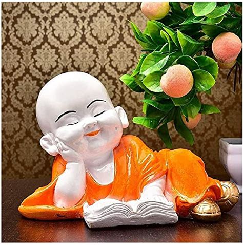 Buy JCraft Resting Laughing Baby Buddha Reading Book Wearing Orange ...