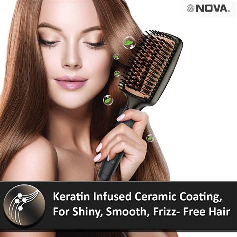 Nova NHS 904 Heated Straightening Smoothing Brush Hair Straightener ...