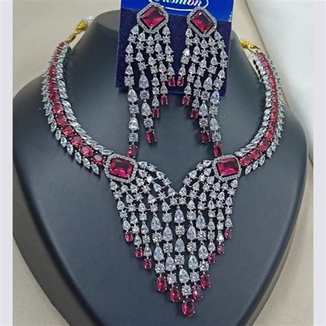 NAFJ Royal Sparkle American Daimond Necklace Set – JewelEMarket