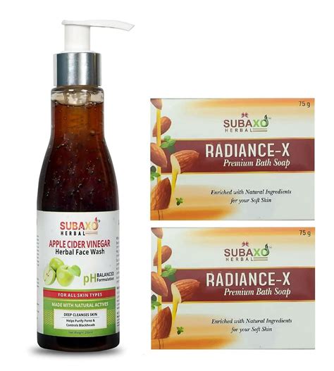 Subaxo Radiance-x Premium Bath Soap (75 g Each, Pack Of 2) & Apple Cid ...