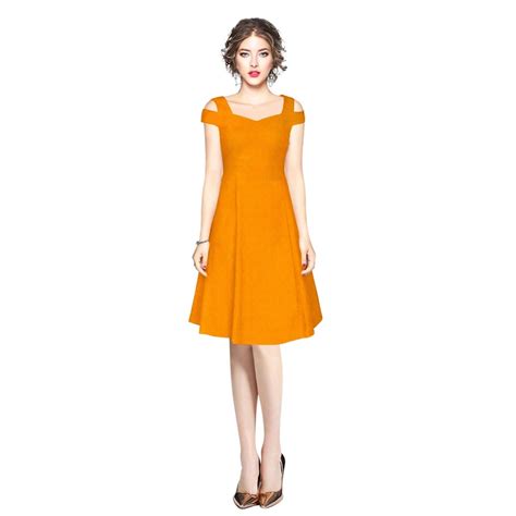 Generic Women's Polyester Solid V Neck Cap Sleeve off Shoulder Dress ...