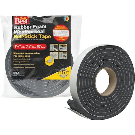 All-Source 1-1/4in. W x 7/16in. T x 10' L Black Foam Weatherstrip Tape ...