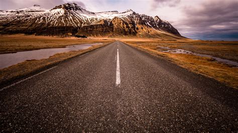 Download wallpaper road, snow, mountains, Iceland, Auster ...