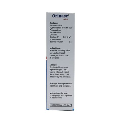 Orinase 0.1%W/V Adult Nasal Spray 10ml Price, Uses, Side Effects ...