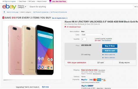 Xiaomi Mi A1 Android One now available in US via eBay; price, specs and ...