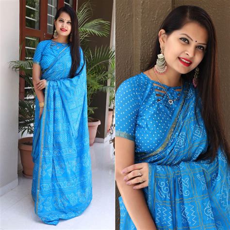 Blue Bandhani Printed With Woven Border Tapetta Silk Saree