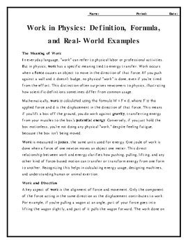 Image result for Work Physics Real-World Examples