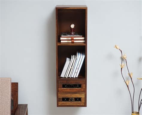 Sweden Wooden Decor Wall Shelve with Two Drawers
