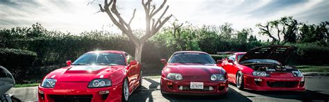Download wallpaper red, red, supra, Toyota, trio, tuning, Toyota, supra ...